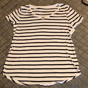 Black and White Striped Women's Top